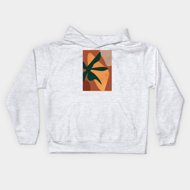 Abstract Bohemian Terracotta Plant in Earthy Tones Kids Hoodie by Colorable